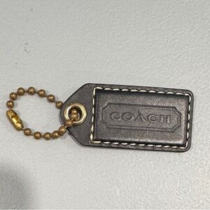 Coach Black Leather Tag with Gold Ball Chain